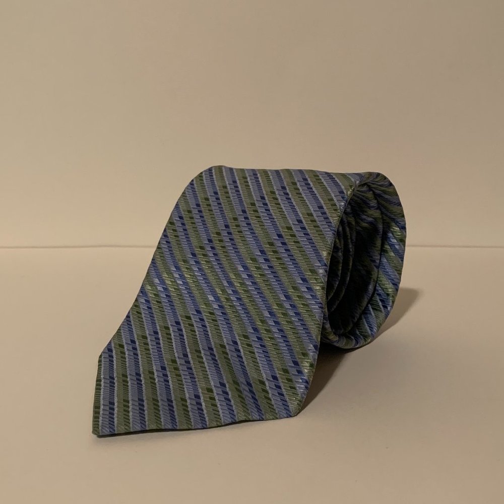 Paul Dione Blue & Green 100% Silk Men's Necktie